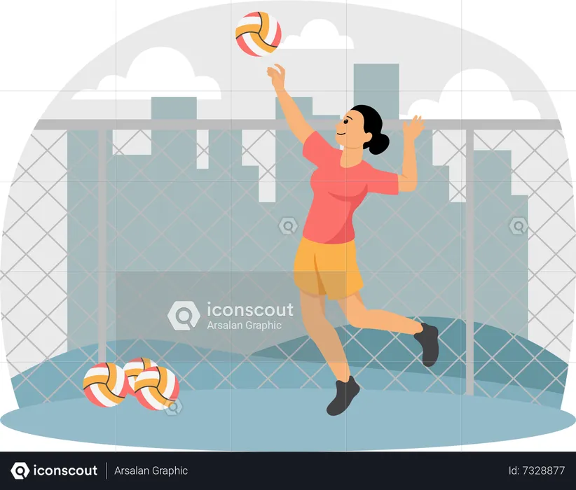 Woman playing volleyball  Illustration