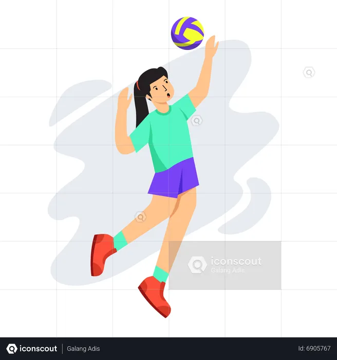 Woman Playing Volleyball  Illustration