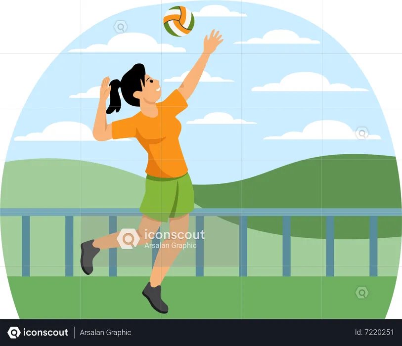 Woman Playing Volleyball  Illustration