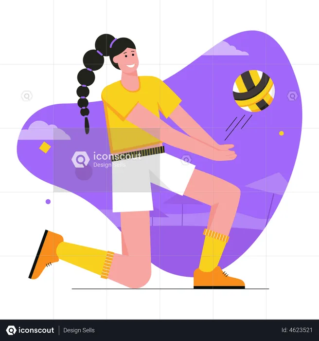 Woman playing volleyball  Illustration