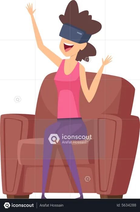Woman playing vr game  Illustration