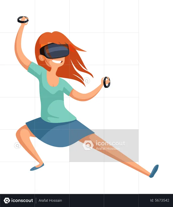 Woman playing VR Game  Illustration