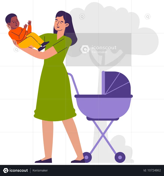 Woman Playing with baby  Illustration