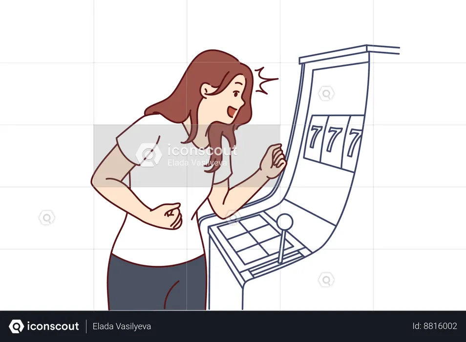 Woman plays casino game  Illustration