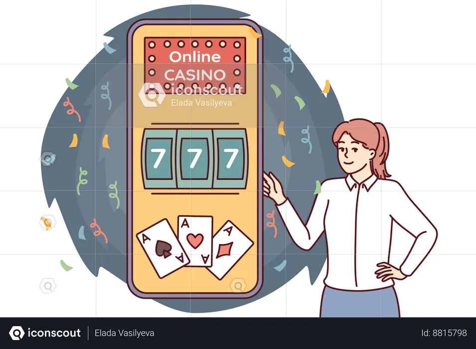 Woman plays online casino games  Illustration
