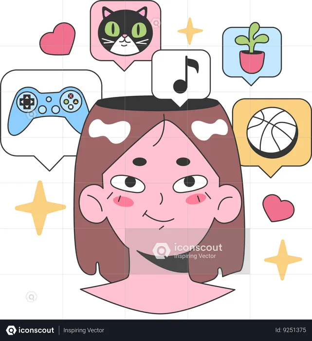 Woman plays online games  Illustration