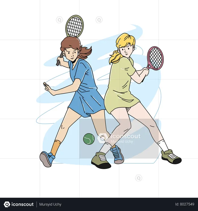 Woman plying tennis sport  Illustration