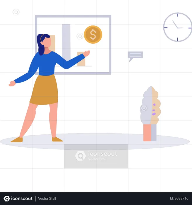 Woman pointing at business graph  Illustration