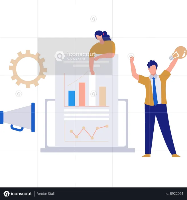 Woman Pointing At Growth Graph  Illustration