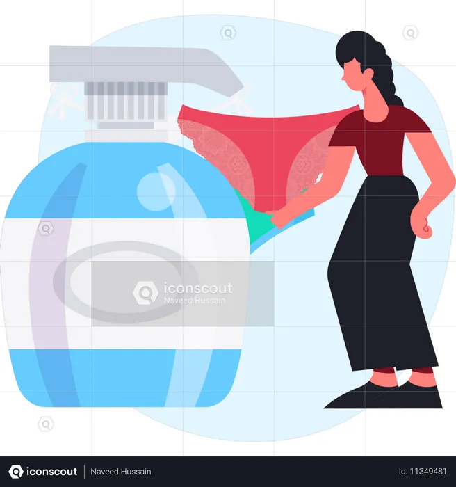 Woman  pointing baby lotion  Illustration