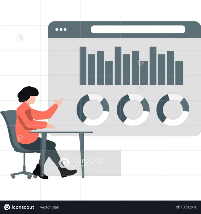 Woman pointing business graph  Illustration