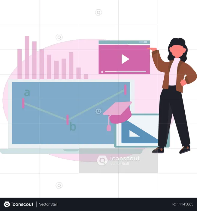 Woman pointing graphic design  Illustration