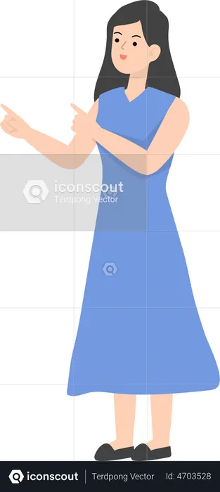 Woman Pointing Left  Illustration
