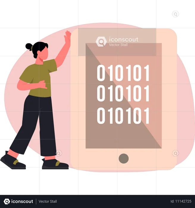 Woman pointing online coding  Illustration