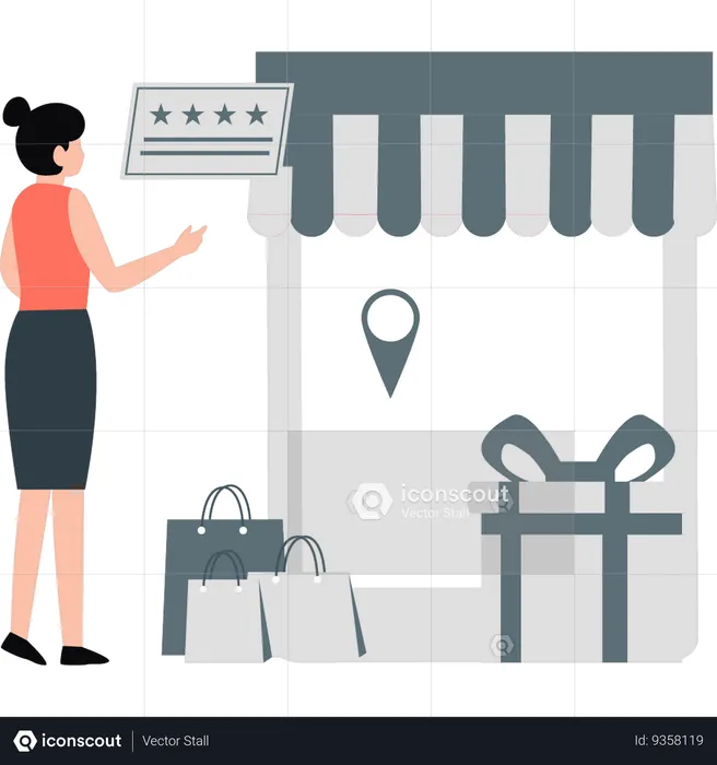 Woman pointing online location pin  Illustration