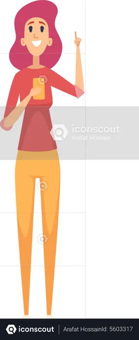 Woman Pointing Up  Illustration