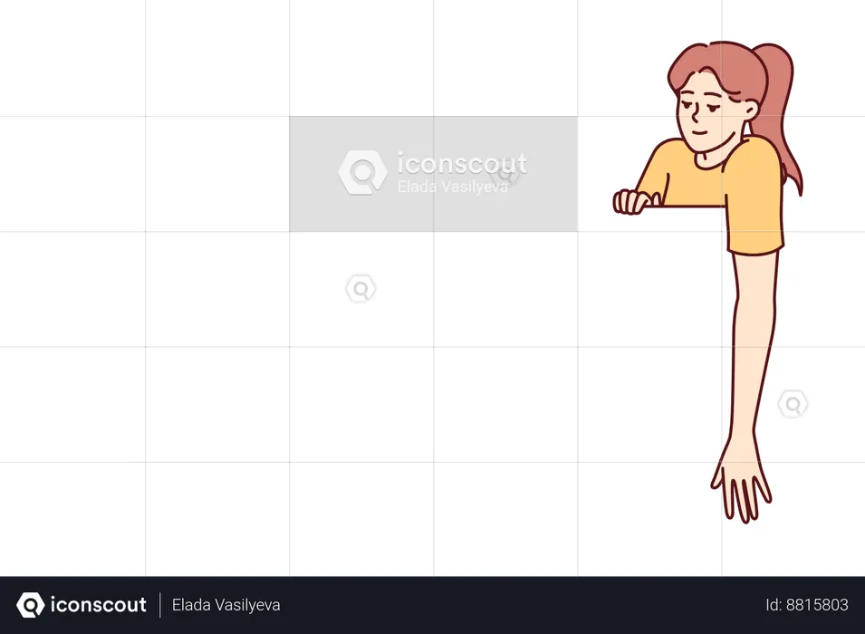 Woman points out at advertisement space  Illustration
