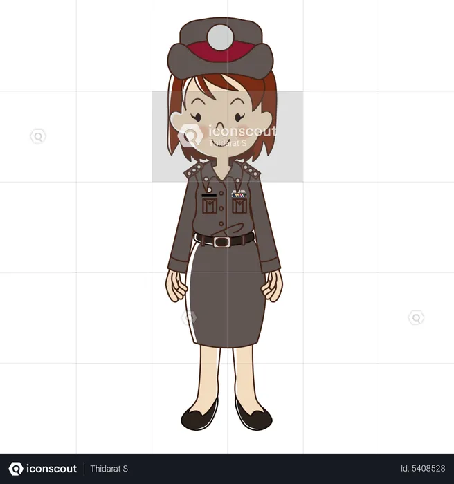 Woman polices in uniform  Illustration