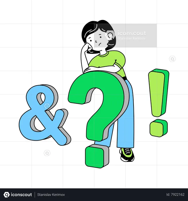 Woman pondered the question  Illustration