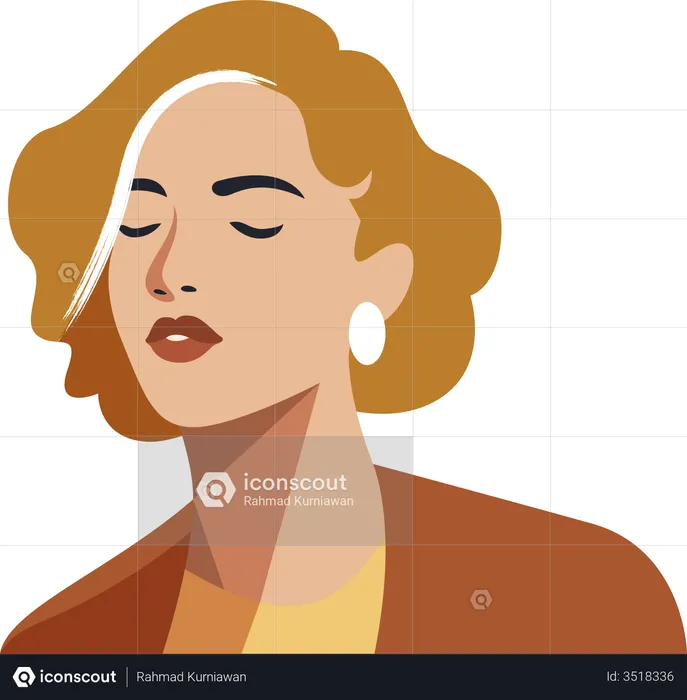 Woman posing face for portrait photoshoot  Illustration