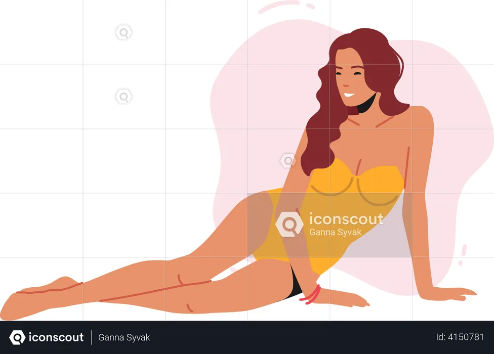 Woman posing while wearing bikini  Illustration