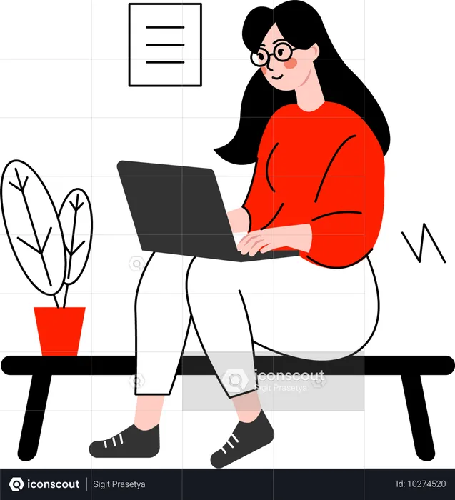 Woman posting content online  Illustration