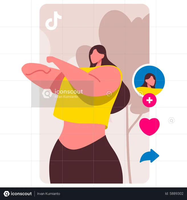 Woman posting video on social media  Illustration