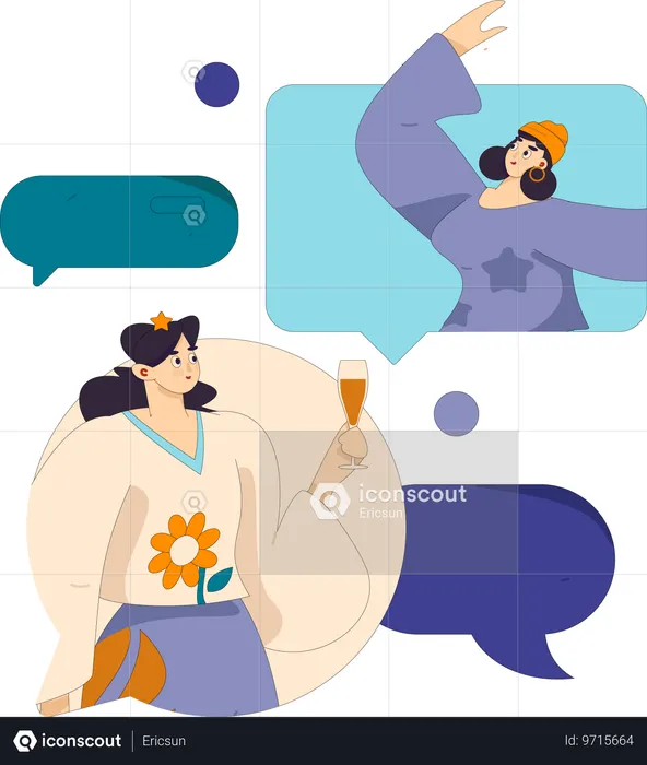 Woman posts her image on social media application  Illustration