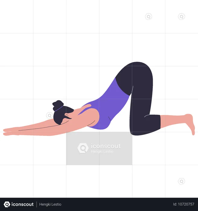 Woman practicing cat yoga pose  Illustration