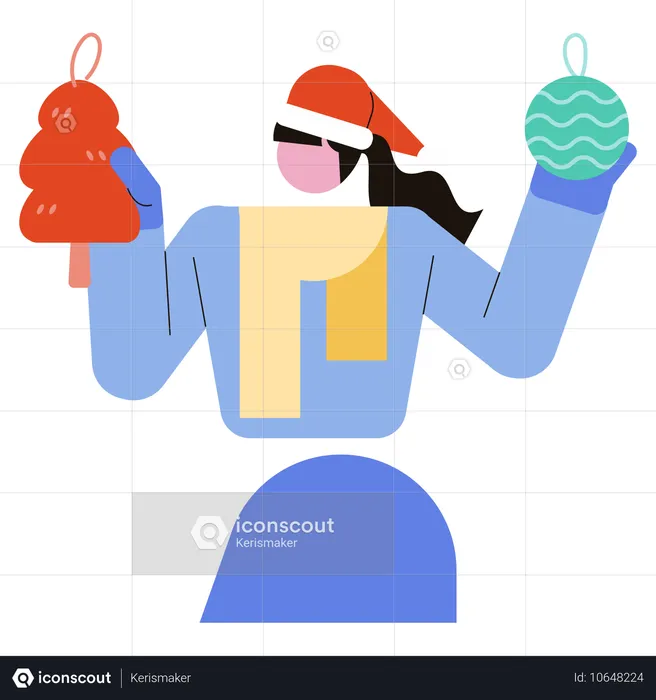 Woman preparing for Christmas Decoration  Illustration