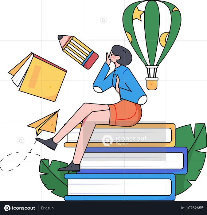 Woman preparing for exam  Illustration