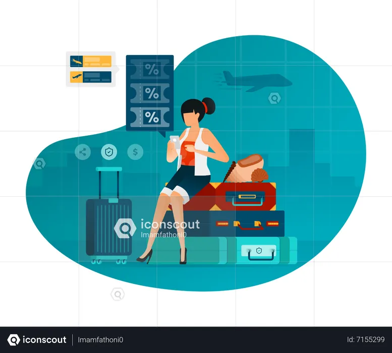 Woman preparing for vacation  Illustration