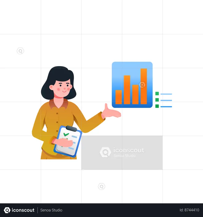 Woman Presenting analysis chart  Illustration