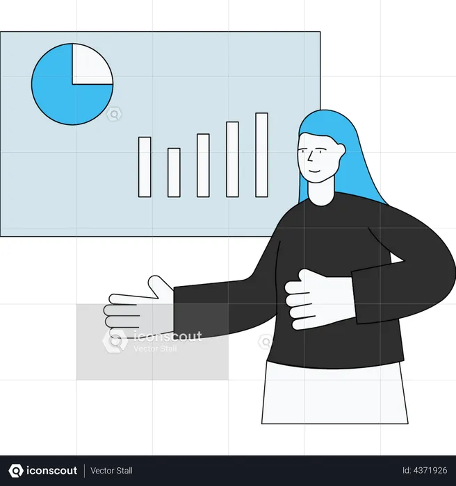 Woman presenting analytics chart  Illustration