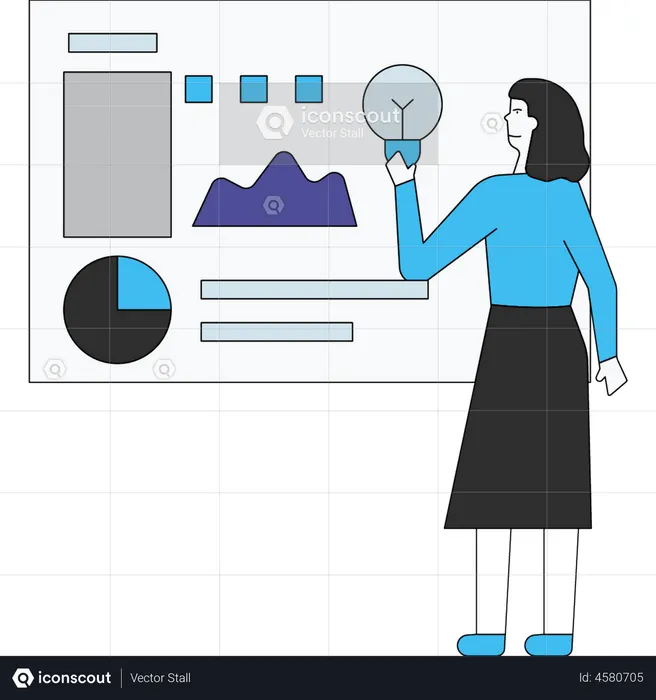 Woman presenting business idea  Illustration