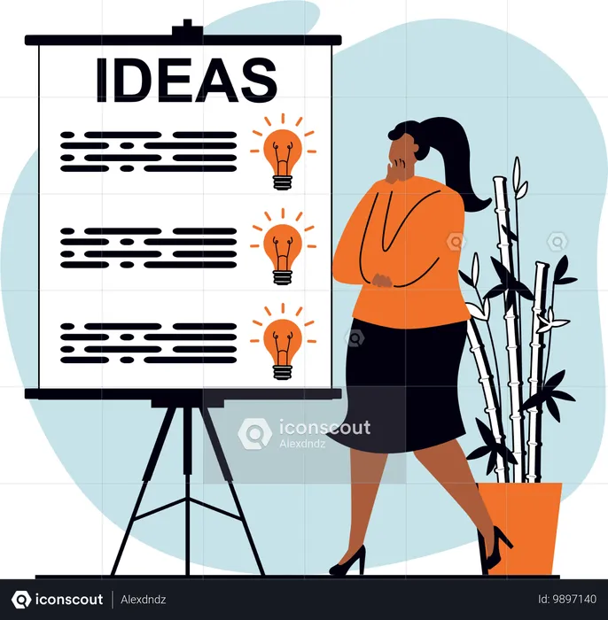 Woman presenting Business idea  Illustration