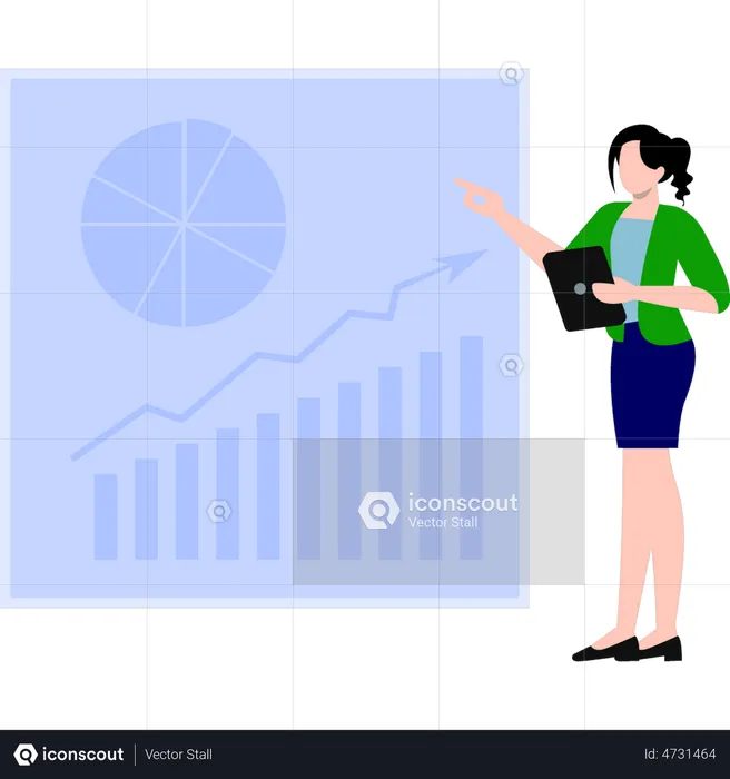 Woman presenting data analysis  Illustration