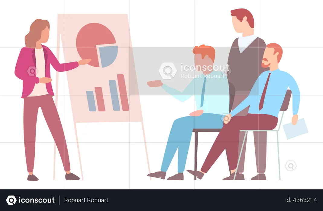 Woman presenting data analytics  Illustration