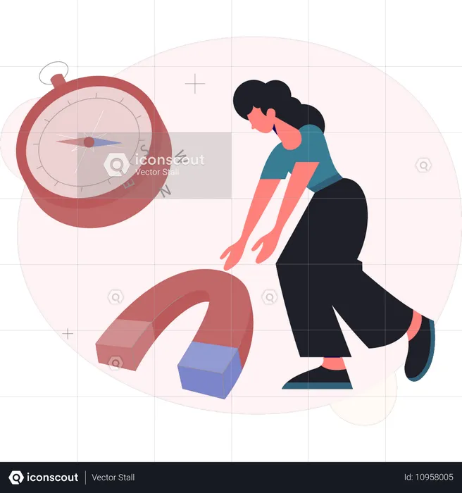 Woman presenting magnet  Illustration