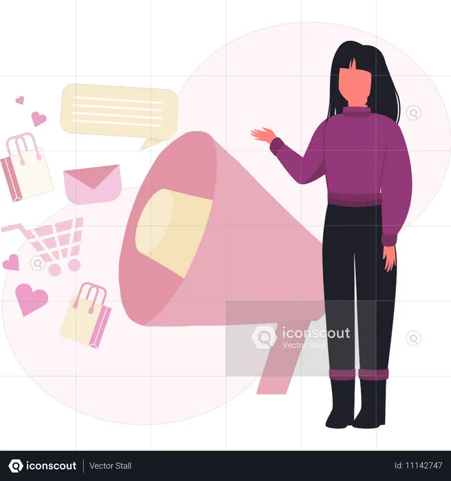 Woman presenting market promotion  Illustration