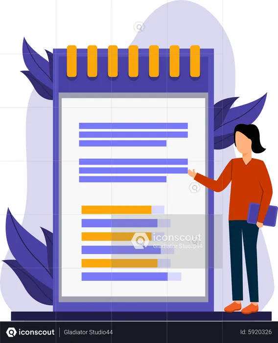 Woman Presenting Marketing Analysis Report  Illustration