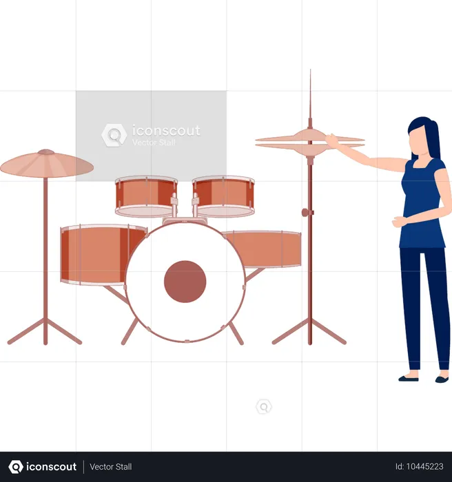 Woman presenting musical band  Illustration