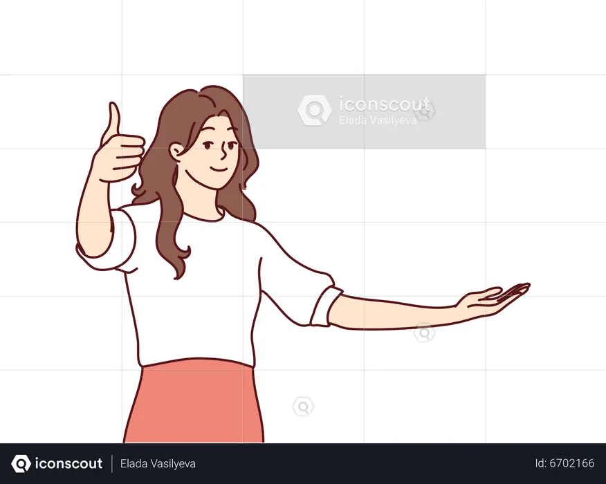 Woman presenting right side  Illustration