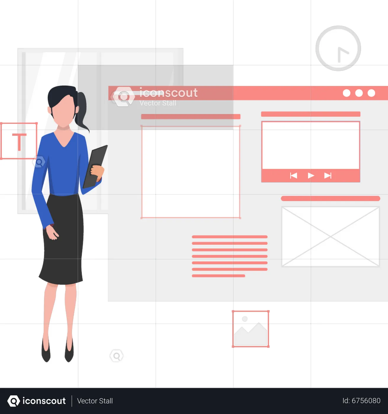 Best Woman presenting ui ux design Illustration download in PNG ...