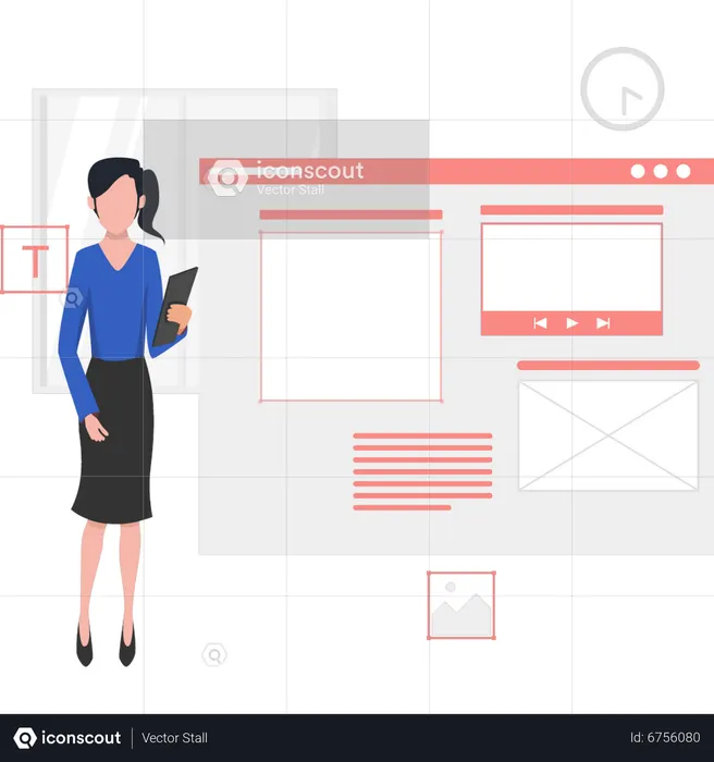 Best Woman presenting ui ux design Illustration download in PNG ...
