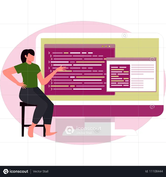 Woman presenting web document  Illustration