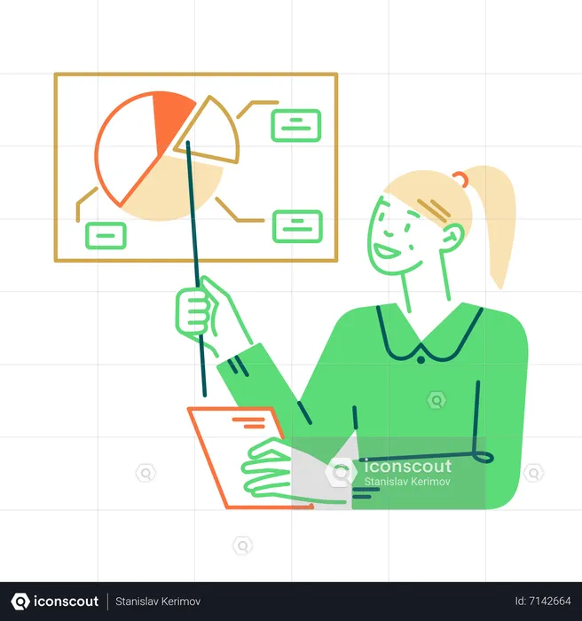 Woman presents company report  Illustration