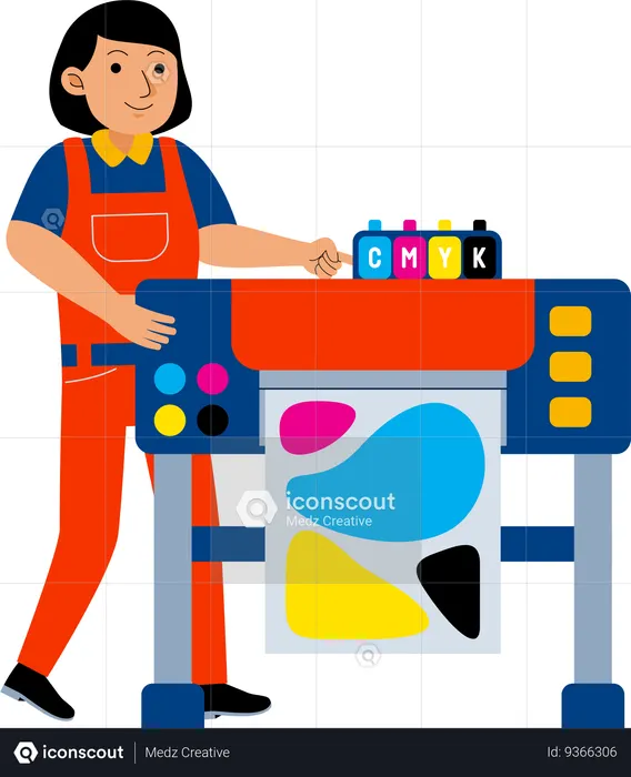 Woman Print Worker  Illustration