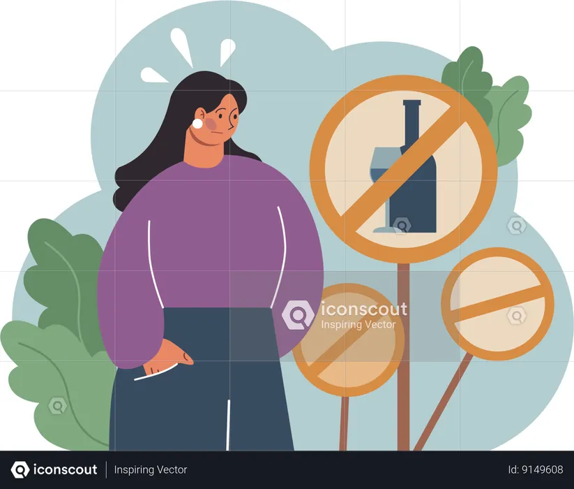 Woman prohibits alcohol  Illustration