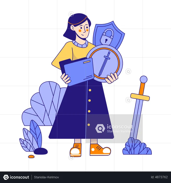 Woman protecting private data  Illustration
